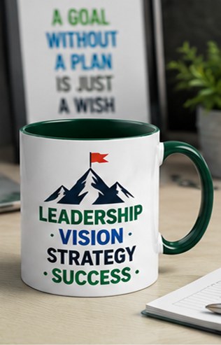 Leadership and Strategy custom business mug — dark green